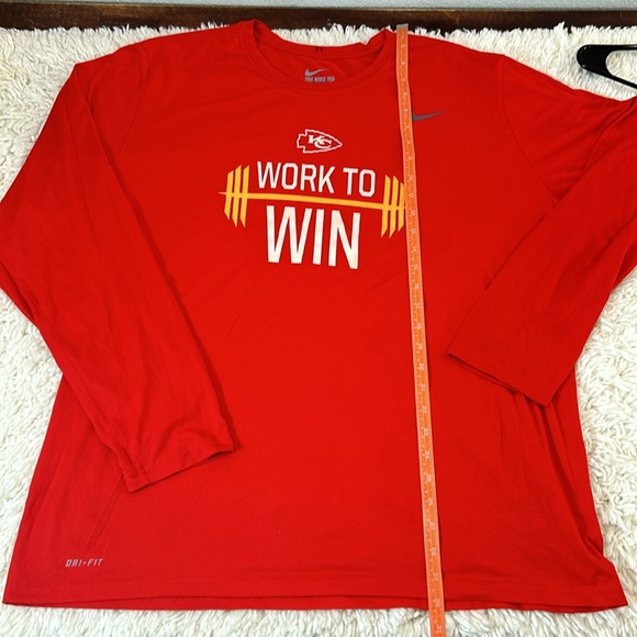 Kansas City Chiefs Nike Dri-Fit Long Sleeve Red T-Shirt WORK TO WIN Men's XXL - Picture 3 of 5